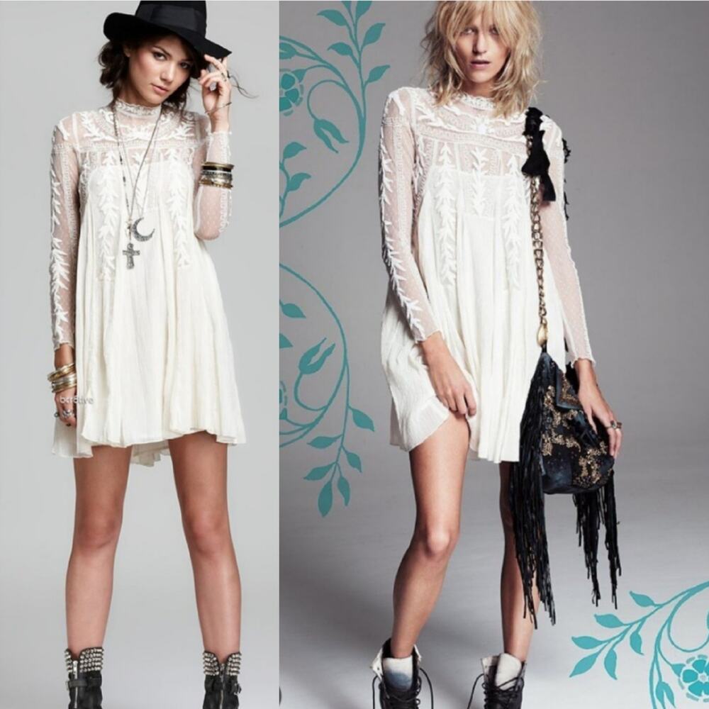 Free People Write About Love Embroidered Bridal Small Dress - Picture 7 of 7